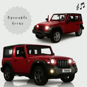 GRAPHENE 1:32 Scale DieCast Metal Toy Car Pull Back Action Openable Doors 4x4 Thar/Jeep Premium Car Toy Light Music for Kids Realistic Miniature Model Best Gift 2+yrs Girls Boys Random Colors